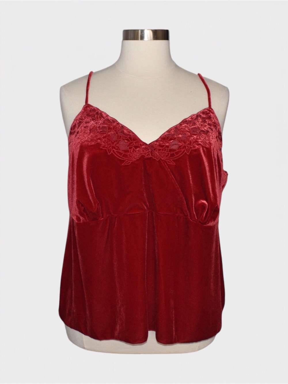 Lane Bryant Velvet Embroidered Cami Tank Top